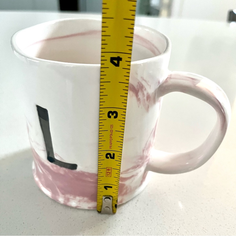 Anthropologie Marble Pink Initial Monogram Mug Tea Coffee - Picture 7 of 9